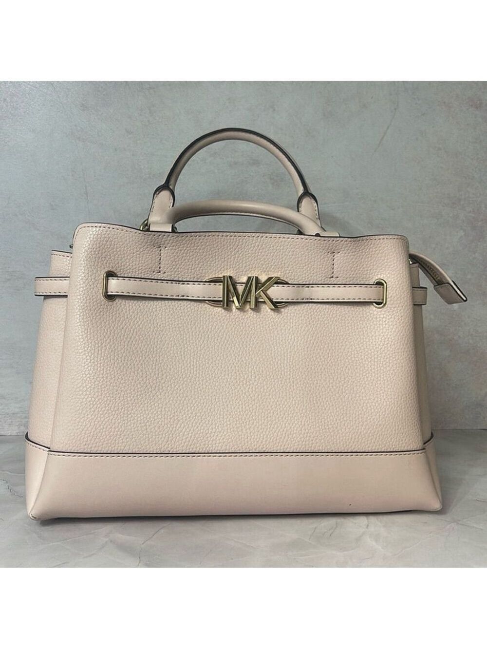 Michael Kors Reed Large CZ Belted Satchel & Matching Wallet Powder Blush Pink - Picture 3 of 14